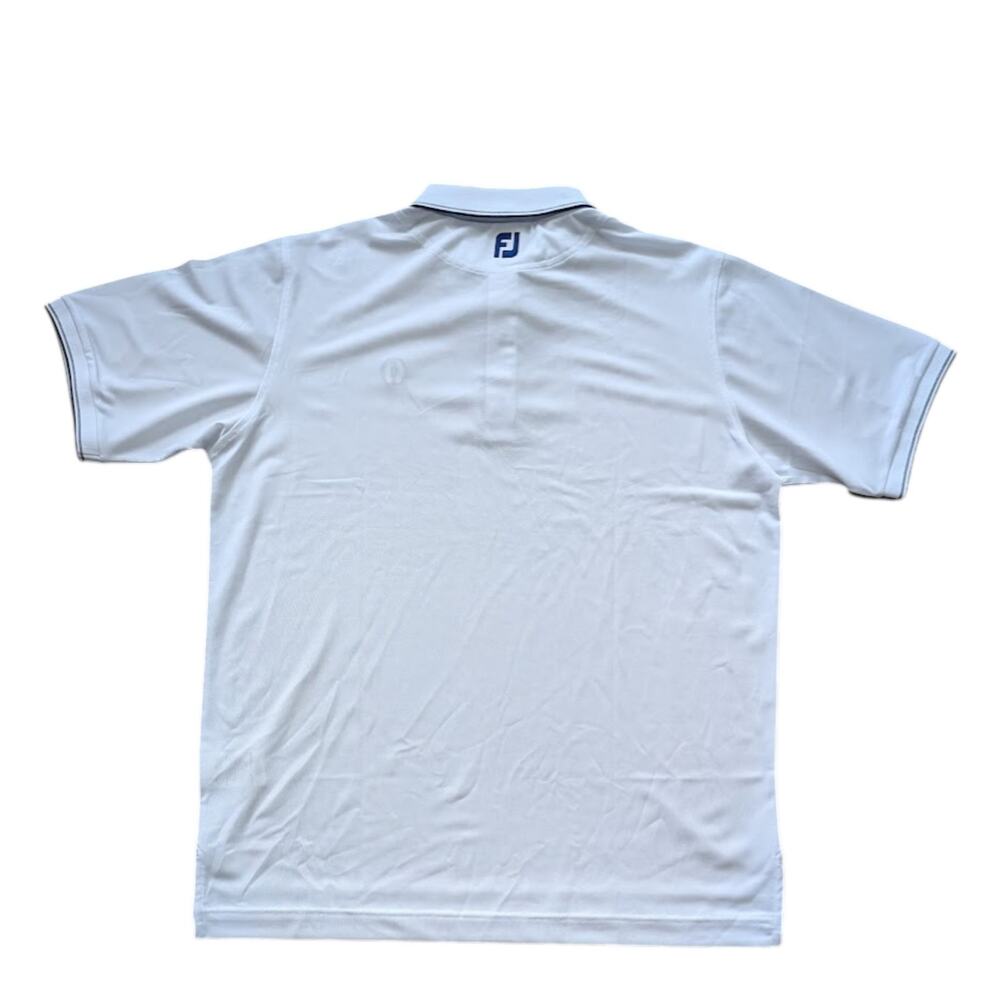 FootJoy FJ Men’s Golf Polo Shirt XL White Navy Striped Sleeves NWT Performance - Picture 7 of 7